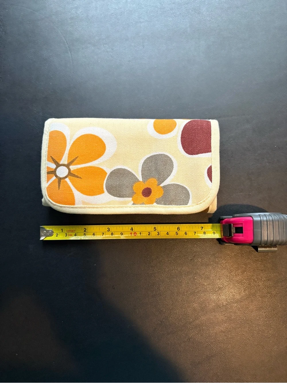 Canvas Floral Needle & Tool Organizer Pouch in Cream and Brown